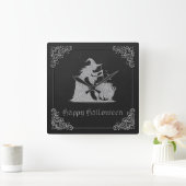 Silver Witch & Cauldron Halloween Quadratische Wanduhr (Zuhause)