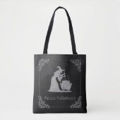 Silver Witch & Cauldron Halloween Tasche (Vorderseite)