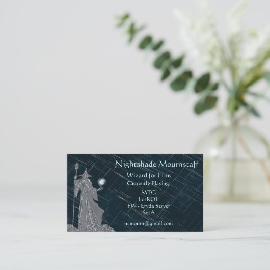 Silver Wizard über Night Sky Visitenkarte (Stehend Vorderseite)
