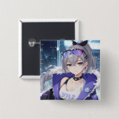 Silver Wolf fan art 1 Button (Vorne & Hinten)