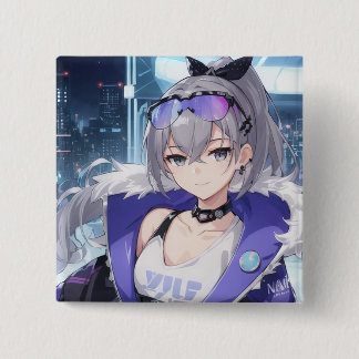 Silver Wolf fan art 1 Button