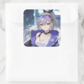 Silver Wolf fan art 1 Quadratischer Aufkleber (Tasche)