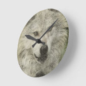 Silver Wolf Pencil Illustration Zeichnend Runde Wanduhr (Winkel)