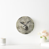 Silver Wolf Pencil Illustration Zeichnend Runde Wanduhr (Zuhause)