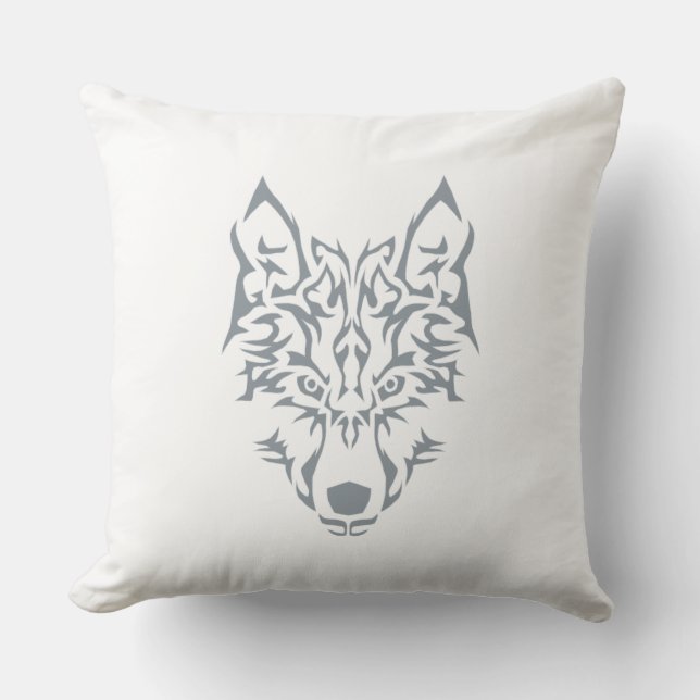 Silver Wolf Spirit Animal Kissen (Vorderseite)