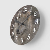 Silver Wolf Wildlife Art Clock Runde Wanduhr (Winkel)