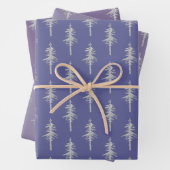 Silver Woodland Pine Tree Forest Mulberry Lila Geschenkpapier Set (Beispiel)