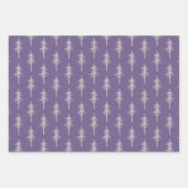 Silver Woodland Pine Tree Forest Mulberry Lila Geschenkpapier Set (Vorderseite 3)