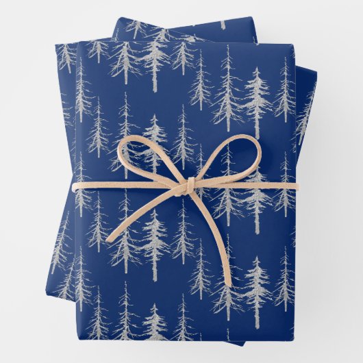 Silver Woodland Scraggy Sparse Spruce Tree Forest Geschenkpapier Set (Beispiel)