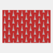 Silver Woodland Spruce Trees Holiday Red Geschenkpapier Set (Vorderseite)