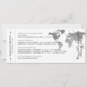 Silver World Map Boarding Pass Save the Date Karte (Rückseite)