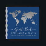 Silver World Map Heart Destination Gästebuch Notizblock<br><div class="desc">Silver World Map mit einer bearbeitbaren Herzenlage auf einem einfachen und erschwinglichen Notebook-Gästebuch mit viel Platz für Ihre Gäste, um in ihren Lieblingsreisezielen zu schreiben, Hochzeitswünsche und Heiratsempfehlungen, ein wunderschönes Gästebuch oder ein Brautparty Geschenkbuch, oder anpassen Sie den Text für eine Bar oder Bat Mitzvah, Baby Shower, Graduation Party, oder...</div>