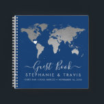 Silver World Map Heart Destination Gästebuch Notizblock<br><div class="desc">Silver World Map mit einer bearbeitbaren Herzenlage auf einem einfachen und erschwinglichen Notebook-Gästebuch mit viel Platz für Ihre Gäste, um in ihren Lieblingsreisezielen zu schreiben, Hochzeitswünsche und Heiratsempfehlungen, ein wunderschönes Gästebuch oder ein Brautparty Geschenkbuch, oder anpassen Sie den Text für eine Bar oder Bat Mitzvah, Baby Shower, Graduation Party, oder...</div>