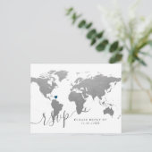 Silver World Map Herz Destination UAWG Postkarte (Stehend Vorderseite)