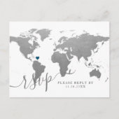 Silver World Map Herz Destination UAWG Postkarte (Vorderseite)
