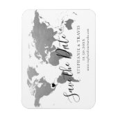 Silver World Map Hochzeit in Urlaubsort Magnet (Vertikal)