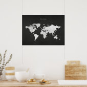 Silver World Map Poster (Küche)