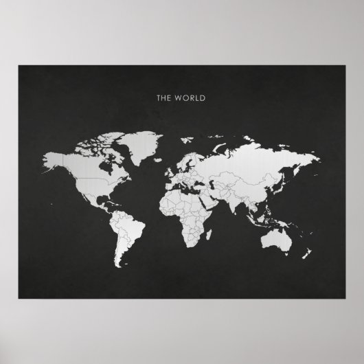 Silver World Map Poster (Vorne)