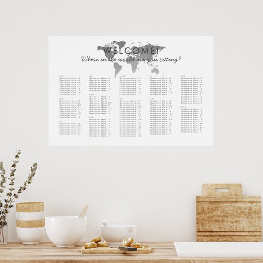 Silver World Map Seekarte Poster (Küche)