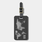 Silver World Map Travel Beruflicher Gepäckträger Gepäckanhänger (Vorderseite vertikal)