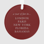 Silver World Map Travel Keepake Personalisiert Ornament (Rückseite)