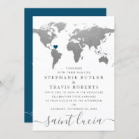 Silver World Travel Map Hochzeit in Urlaubsort