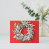 Silver Wreath Weihnachtskarte Postkarte (Stehend Vorderseite)