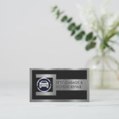 Silver Wrench Frame On Car Nut Logo Visitenkarte (Stehend Vorderseite)