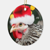 Silver Wyandotte Chicken Weihnachtsmannmütze Weihn Keramik Ornament (Links)