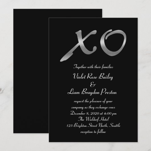 Silver XOs Einladung zur Hochzeit (Vorne/Hinten)