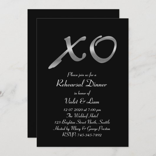 Silver XO's Probe Dinner Einladung (Vorne/Hinten)