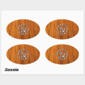 Silver Yacht Flag auf Nautical Teak Wood Print Ovaler Aufkleber (Blatt)