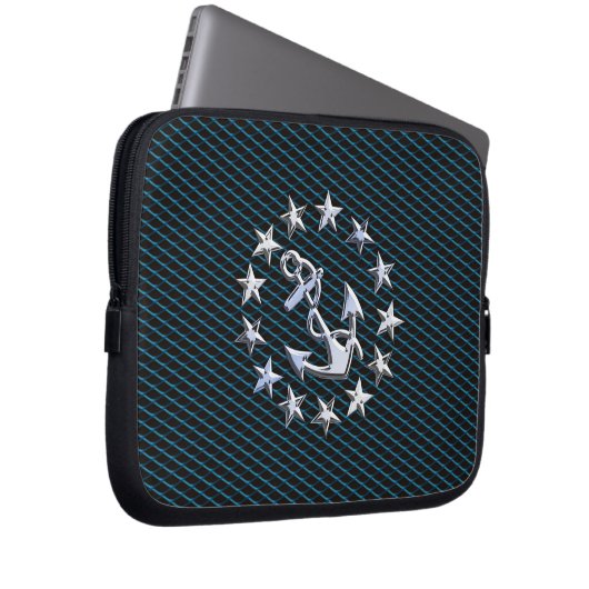 Silver Yacht Flag Laptopschutzhülle (Vorne Rechts)