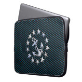 Silver Yacht Flag Laptopschutzhülle (Vorderseite Links)
