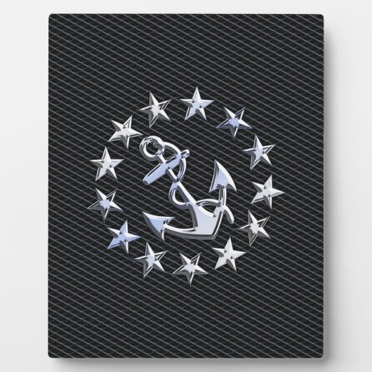 Silver Yacht Naval Flag auf Charcoal Grille Fotoplatte (Vorderseite)