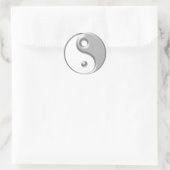 Silver Ying Yang Runder Aufkleber (Tasche)