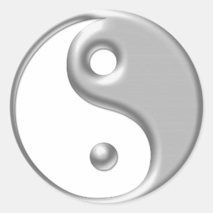 Silver Ying Yang Runder Aufkleber