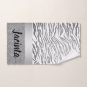 Silver Zebra Print Glitzer Personalisiert Badhandtuch Set (Handtuch)