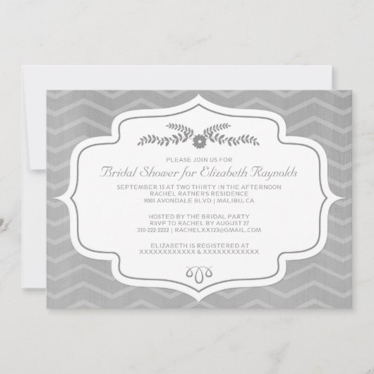 Silver Zickzack Bridal Dusche Einladungen (Vorderseite)