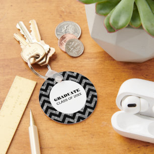 Silver Zickzack Glitzer Abschluss Schlüsselanhänge Schlüsselanhänger