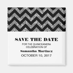 Silver Zickzack Glitzer Quinceañera Magnet