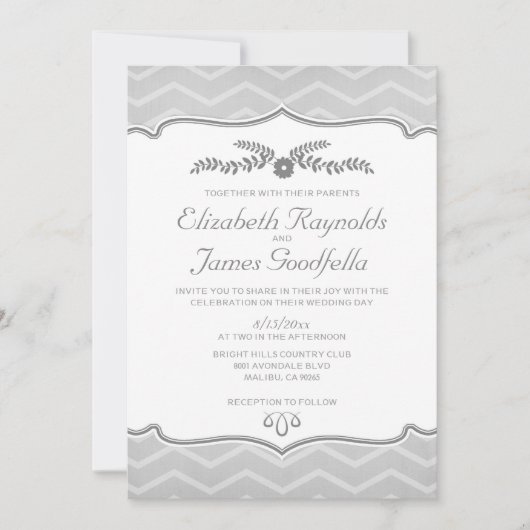 Silver Zigzag Hochzeit Einladungen (Vorderseite)