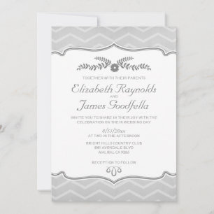 Silver Zigzag Hochzeit Einladungen