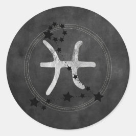 Silver zodiac Pisces twin fish astrology journal Runder Aufkleber