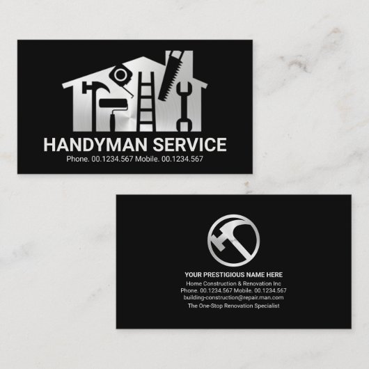 Silver Zuhause Handyman Tools Builder Visitenkarte (Vorne/Hinten)