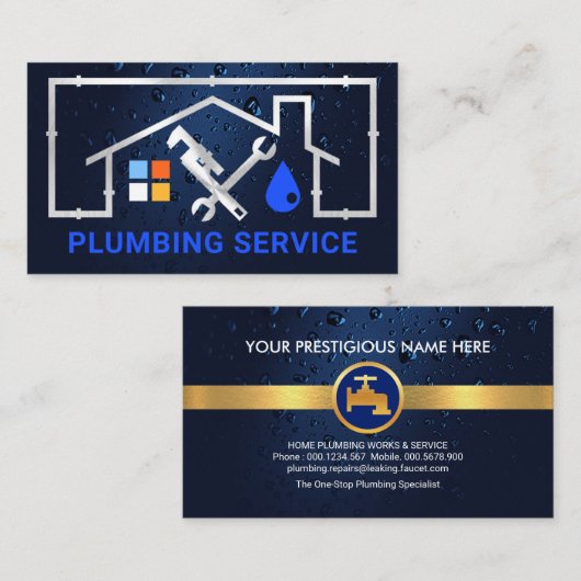 Silver Zuhause Pipe Rahmen Leaking Visitenkarte (Vorne/Hinten)