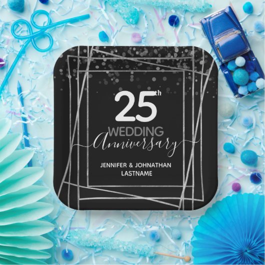 Silver zum 25. Hochzeitstag Pappteller (Party)