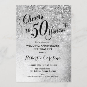 Silver zum 50. Hochzeitstag Einladung