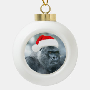 Silverback als Weihnachtsgrouch Keramik Kugel-Ornament