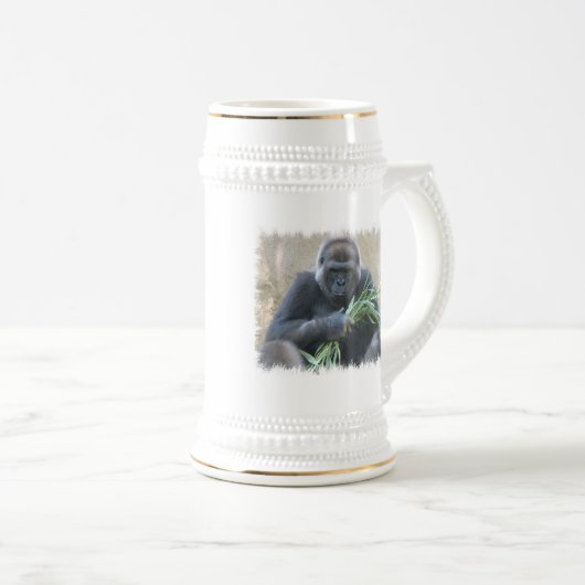 Silverback-Gorilla-Bier Stein Bierglas (VorderseiteRechts)